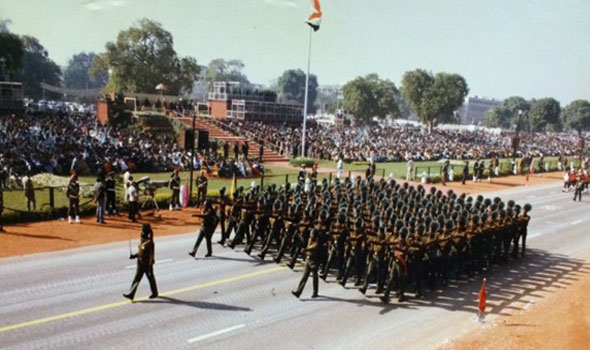 Major HS Kalsi commanding RAJ RIF Contingent 26 January Republic Day Parade.